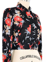 1970s Cropped Floral Blouse Top arcadeshops.com