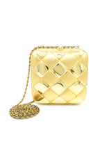 Gold Metal Crosshatch Clutch Accessory arcadeshops.com
