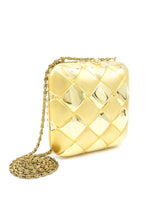 Gold Metal Crosshatch Clutch Accessory arcadeshops.com
