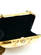 Gold Metal Crosshatch Clutch Accessory arcadeshops.com