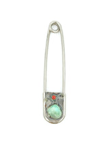 Jumbo Safety Pin Key Ring With Turquoise Stone Accessory arcadeshops.com