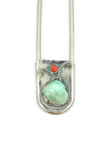 Jumbo Safety Pin Key Ring With Turquoise Stone Accessory arcadeshops.com
