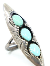 Three Stone Turquoise Sterling Silver Ring Accessory arcadeshops.com