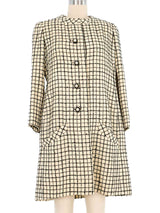 Galanos Cream Check Coat Outerwear arcadeshops.com