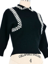 1950s Checkerboard Trim Sweater Top arcadeshops.com
