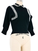 1950s Checkerboard Trim Sweater Top arcadeshops.com