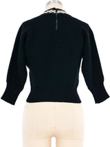 1950s Checkerboard Trim Sweater Top arcadeshops.com