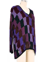 1980s Purple Cutout Check Sweater Top arcadeshops.com