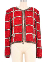 Sequin Plaid Bow Jacket Jacket arcadeshops.com
