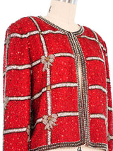 Sequin Plaid Bow Jacket Jacket arcadeshops.com