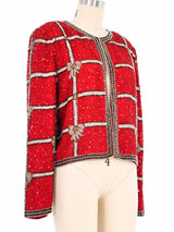 Sequin Plaid Bow Jacket Jacket arcadeshops.com