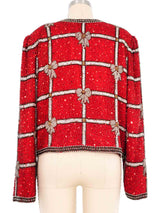 Sequin Plaid Bow Jacket Jacket arcadeshops.com