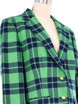 1960s Green Plaid Blazer Jacket arcadeshops.com