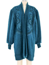 Deep Teal Embellished Angora Cardigan Jacket arcadeshops.com