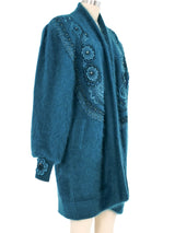 Deep Teal Embellished Angora Cardigan Jacket arcadeshops.com