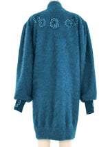 Deep Teal Embellished Angora Cardigan Jacket arcadeshops.com