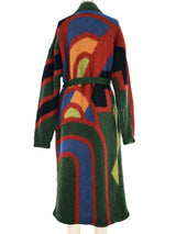 Geometric Knit Maxi Cardigan Jacket arcadeshops.com