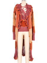 Christian Lacroix Striped Mixed Knit Top And Duster Ensemble Jacket arcadeshops.com
