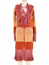 Christian Lacroix Striped Mixed Knit Top And Duster Ensemble Jacket arcadeshops.com
