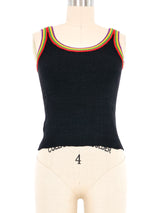 1970s Yves Saint Laurent Rainbow Trim Knit Ensemble Top arcadeshops.com