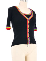 1970s Yves Saint Laurent Rainbow Trim Knit Ensemble Top arcadeshops.com