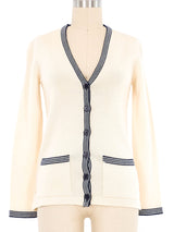 Yves Saint Laurent Cream Varsity Stripe Cardigan Jacket arcadeshops.com