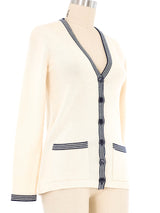 Yves Saint Laurent Cream Varsity Stripe Cardigan Jacket arcadeshops.com