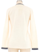 Yves Saint Laurent Cream Varsity Stripe Cardigan Jacket arcadeshops.com