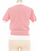 Yves Saint Laurent Red Striped Knit Polo Top arcadeshops.com