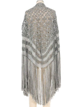 1970s Gray Metallic Macrame Fringed Shawl Jacket arcadeshops.com