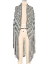 1970s Gray Metallic Macrame Fringed Shawl Jacket arcadeshops.com