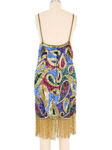 Beaded Silk Fringed Mini Dress Dress arcadeshops.com