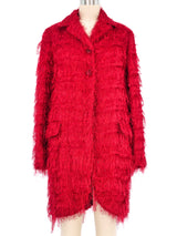 Romeo Gigli Magenta Fringed Yarn Coat Jacket arcadeshops.com