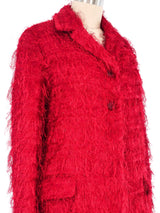 Romeo Gigli Magenta Fringed Yarn Coat Jacket arcadeshops.com