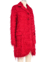 Romeo Gigli Magenta Fringed Yarn Coat Jacket arcadeshops.com