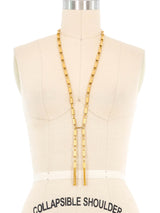Goldtone Tube Chain Link Tassel Necklace Accessory arcadeshops.com