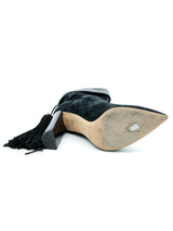 Saint Laurent Tanger Black Suede Tassel Boots, 38.5 Accessory arcadeshops.com