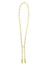 Goldtone Tube Chain Link Tassel Necklace Accessory arcadeshops.com