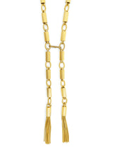 Goldtone Tube Chain Link Tassel Necklace Accessory arcadeshops.com