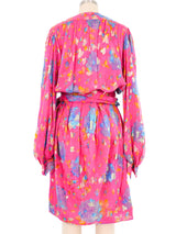 Ungaro Pink Chiffon Floral Wrap Top Ensemble Suit arcadeshops.com