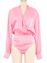 Escada Pink Surplice Bodysuit Top arcadeshops.com