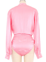 Escada Pink Surplice Bodysuit Top arcadeshops.com