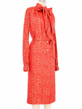 1990s Celine Red Lurex Brocade Dress Dress arcadeshops.com