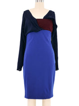 1997 Gianni Versace Navy Colorblock Cocktail Dress Dress arcadeshops.com
