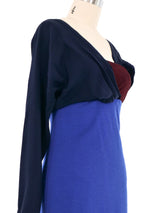 1997 Gianni Versace Navy Colorblock Cocktail Dress Dress arcadeshops.com