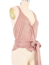 Gucci Mauve Silk Wrap Top Top arcadeshops.com