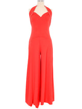 1970s Red Jersey Halter Jumpsuit Jumpsuit arcadeshops.com