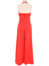 1970s Red Jersey Halter Jumpsuit Jumpsuit arcadeshops.com