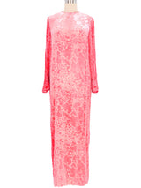 1960s Galanos Pink Crushed Velvet Burnout Dress Dress arcadeshops.com