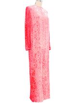 1960s Galanos Pink Crushed Velvet Burnout Dress Dress arcadeshops.com